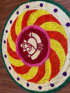 Round Ganesh Swirl Rangoli Floor Mat