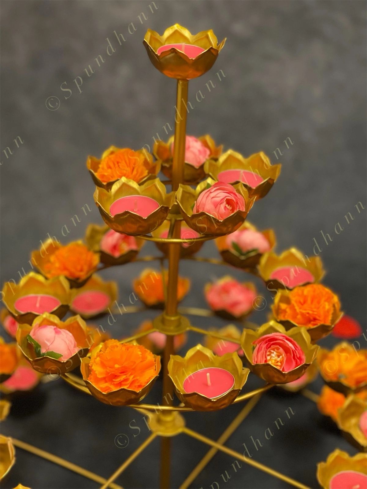 5 Tier Lotus Shape Tea Light Holder