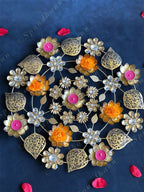 Decorative Studded Flower & Cutwork Leaves Rangoli Tea Light Holder