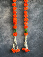 Orange Marigold & Rajnigandha Long Decor String - Single Piece
