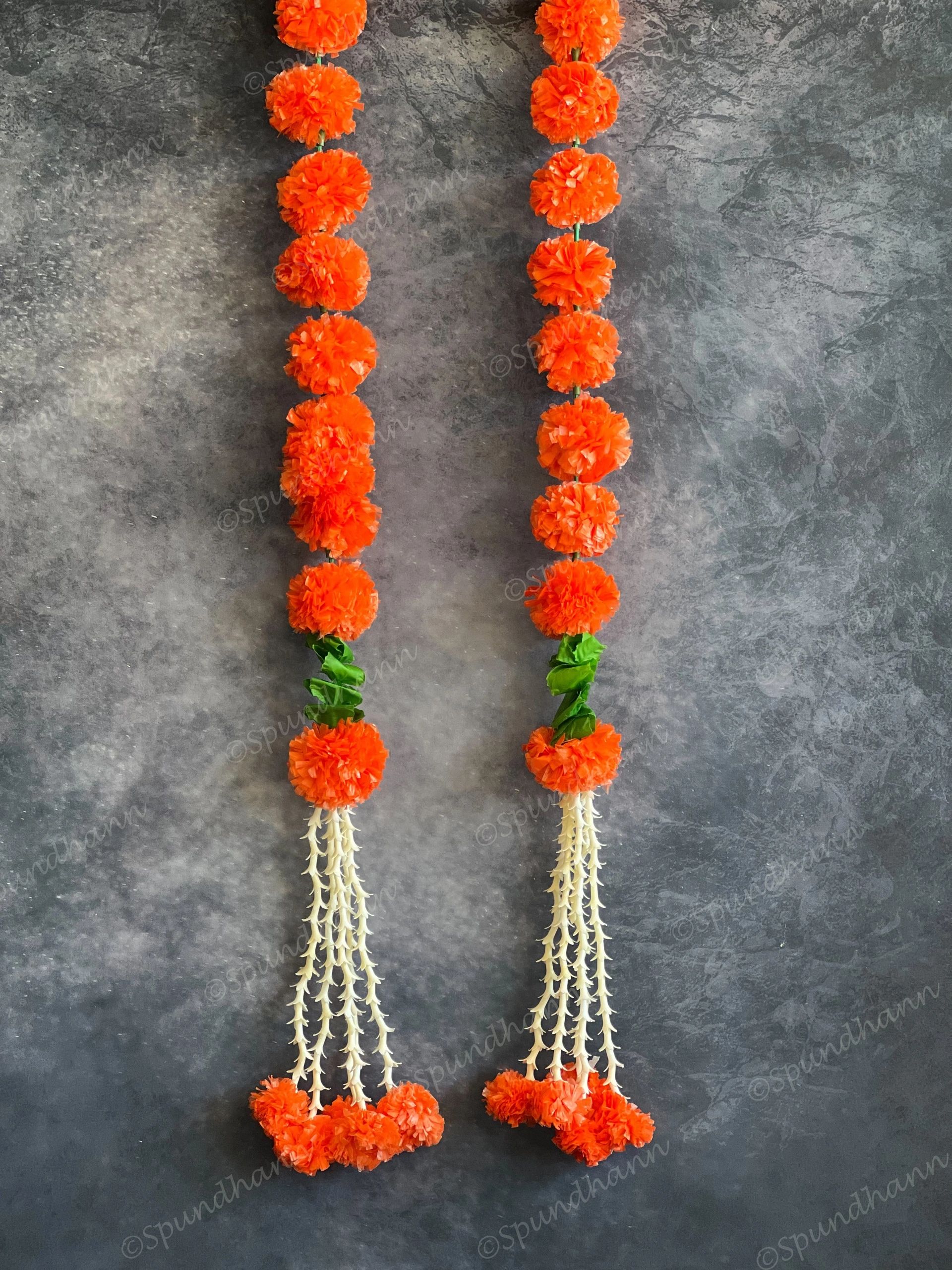 Orange Marigold & Rajnigandha Long Decor String - Single Piece