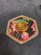 Hexagon Tea Light Holder with Lotus Pattern