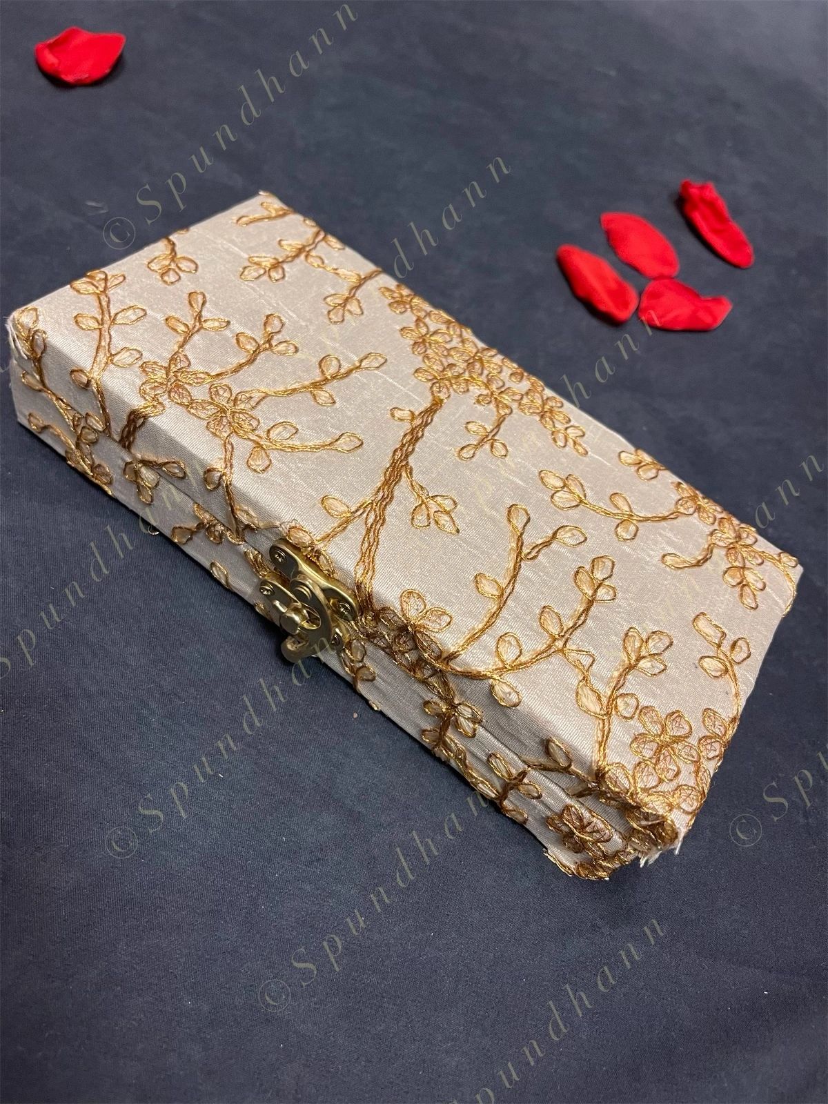 Rectangular Floral Embroidered Gift Box Only