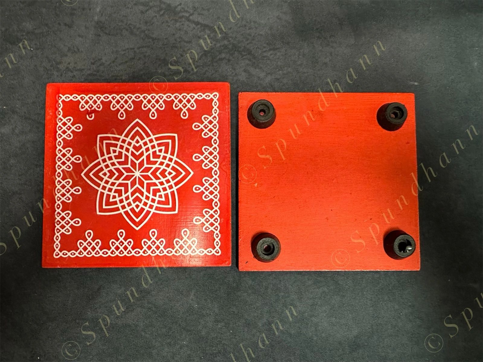 Rangoli Wooden Stand Pair