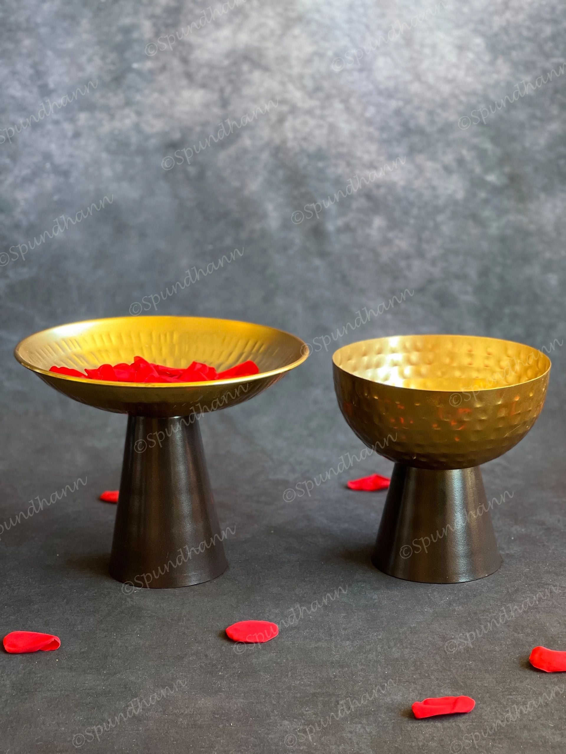 Hammered Gold Elevated Metal Dry Fruit Bowl