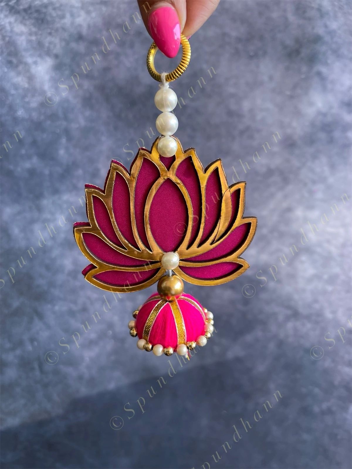 Pearls & Little Lotus Wall Dangler (Pair)