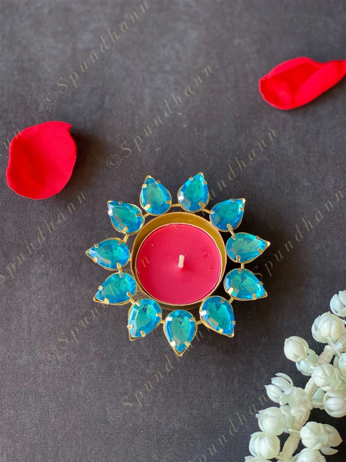 Gemstone Studded Tea Light Holder