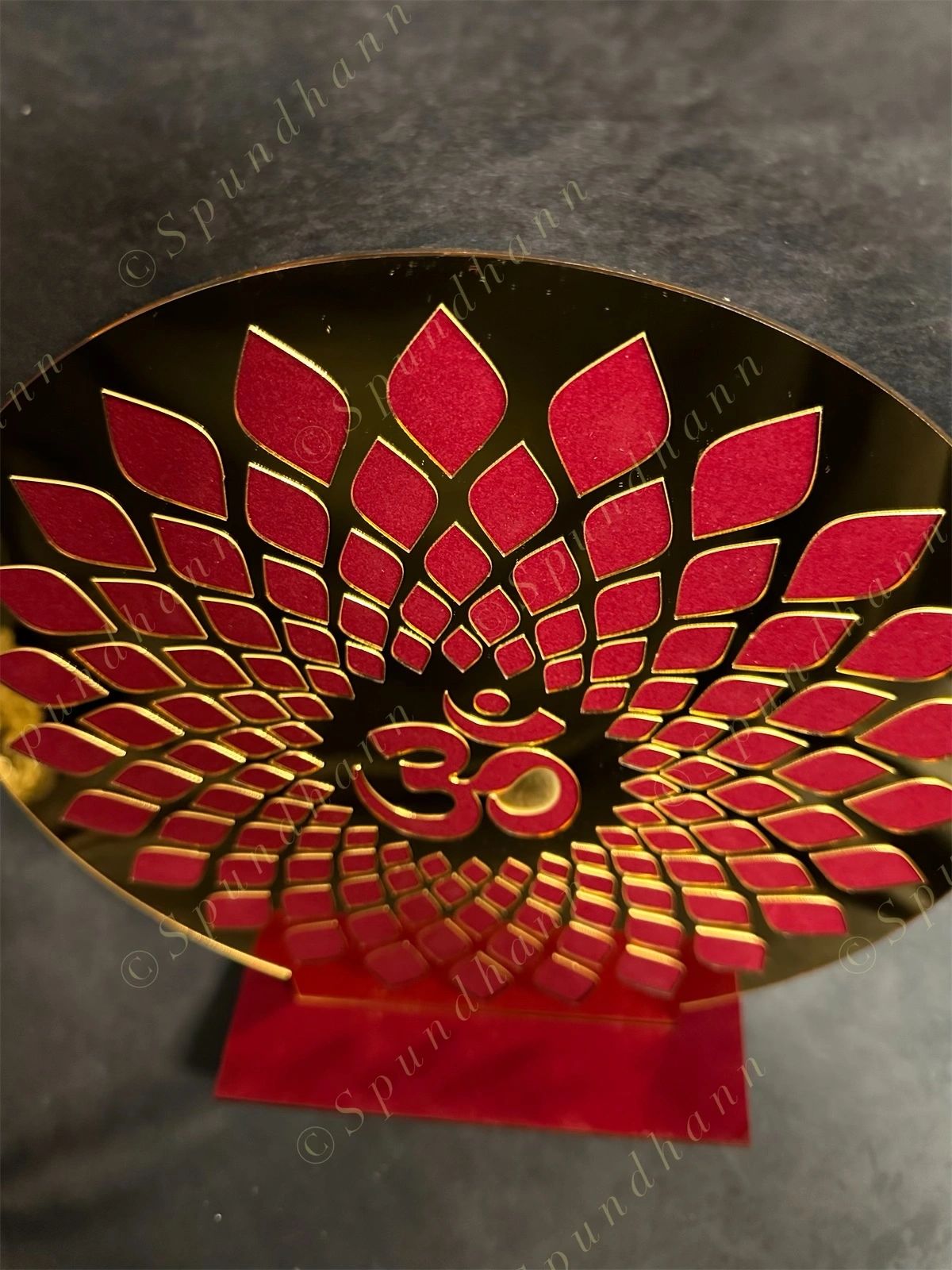Golden Om MDF cutout With Velvet Background