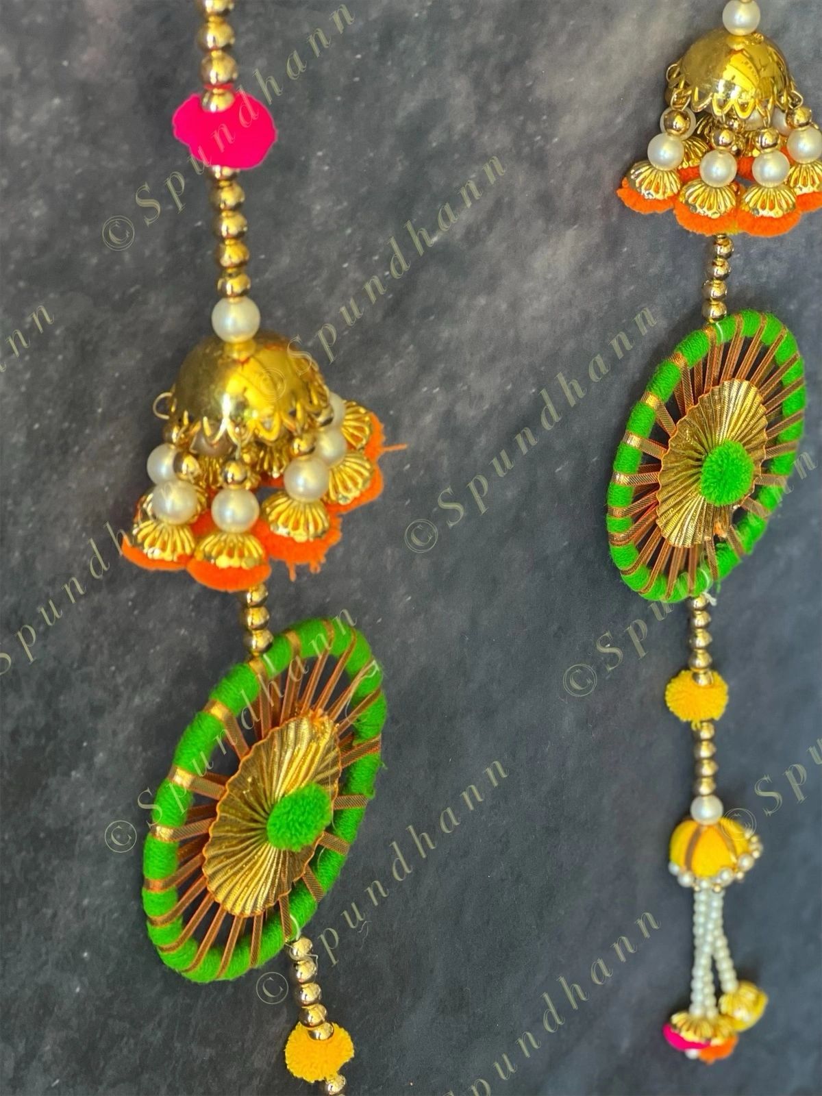 Chakri, Jhumki and Pom Pom Multi Colored Dangler Set of 2