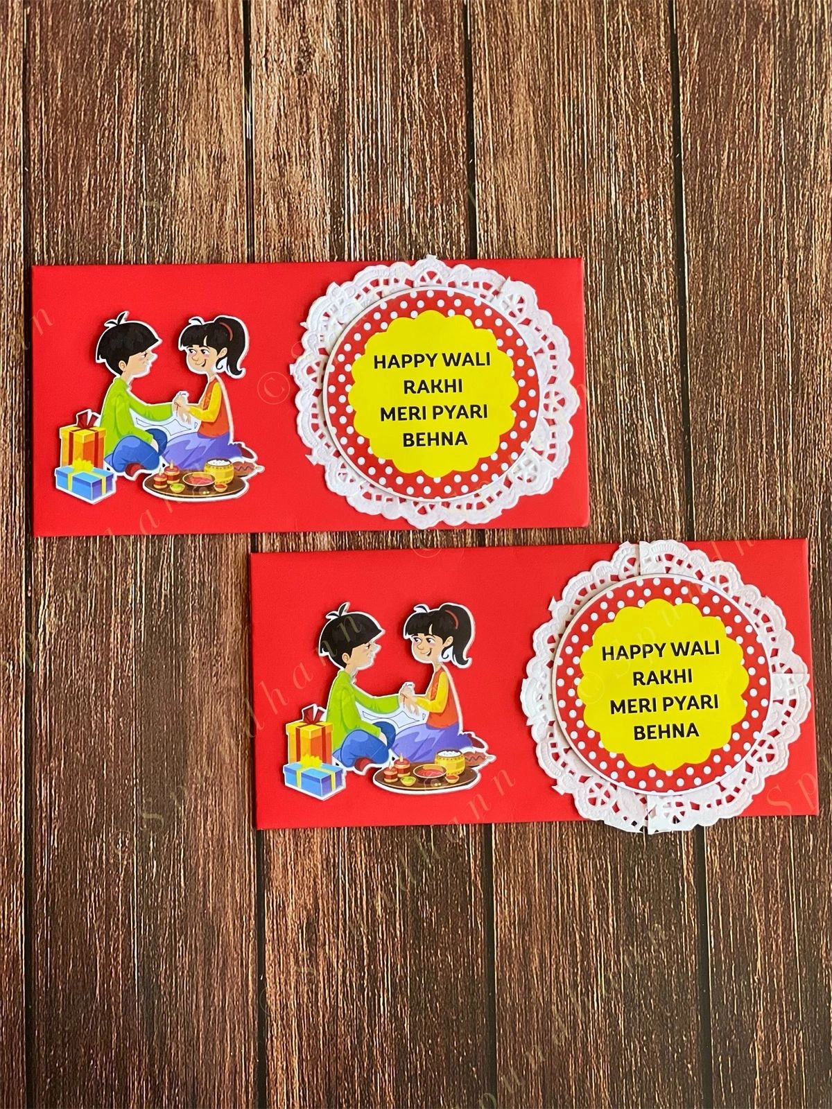 Rakhi Envelope in Red Color with Happy Wali Rakhi Writing