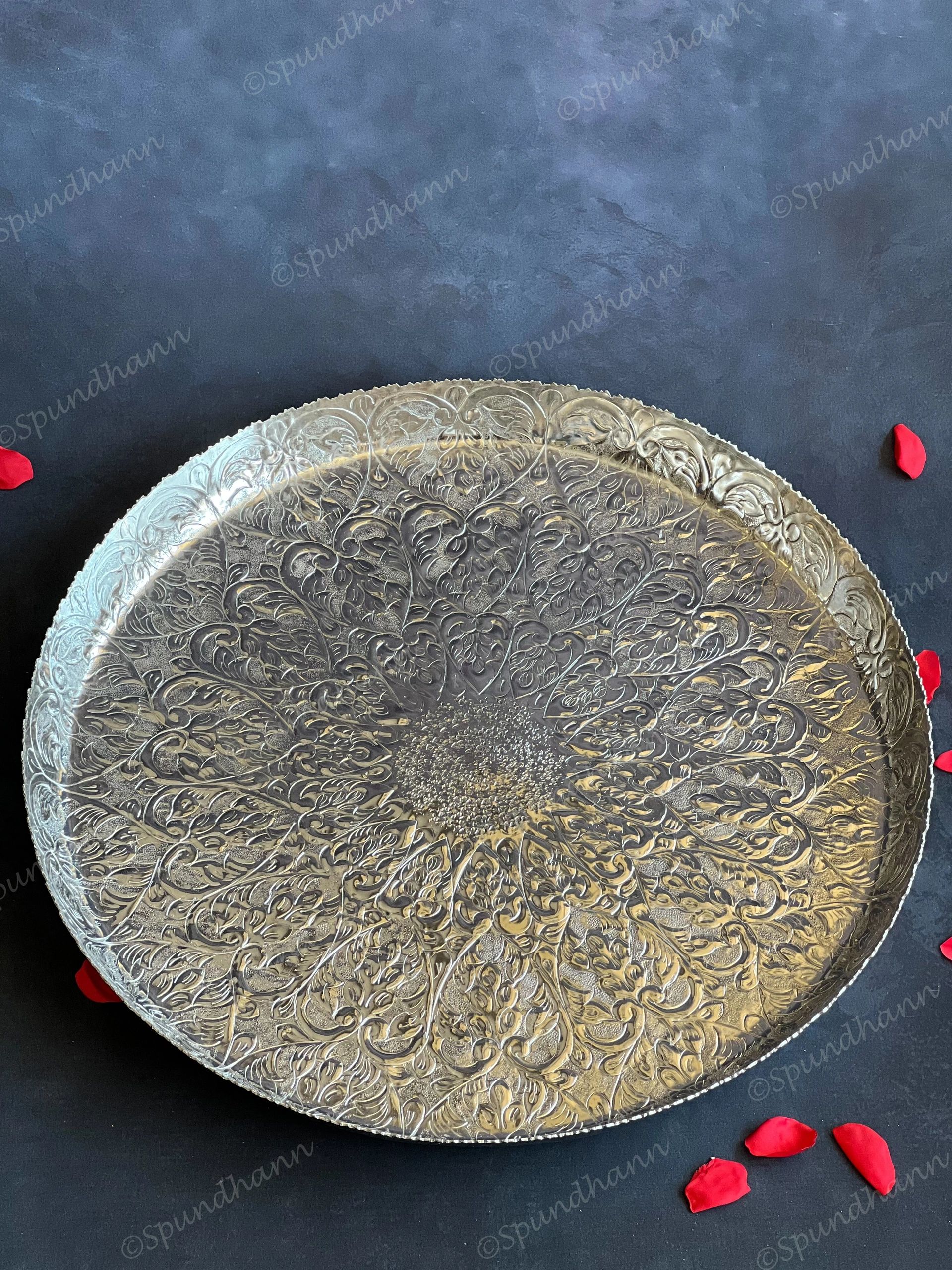 Silver Color Engraved Majestic Platter/Plate