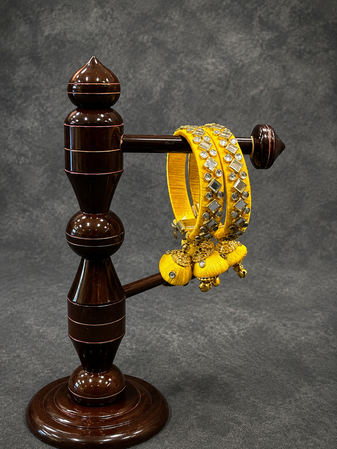 Silk Thread Kundan Bangles Pair (Open)
