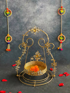 Golden Wired & Stone Studded Jhoola (Swing) for Deities