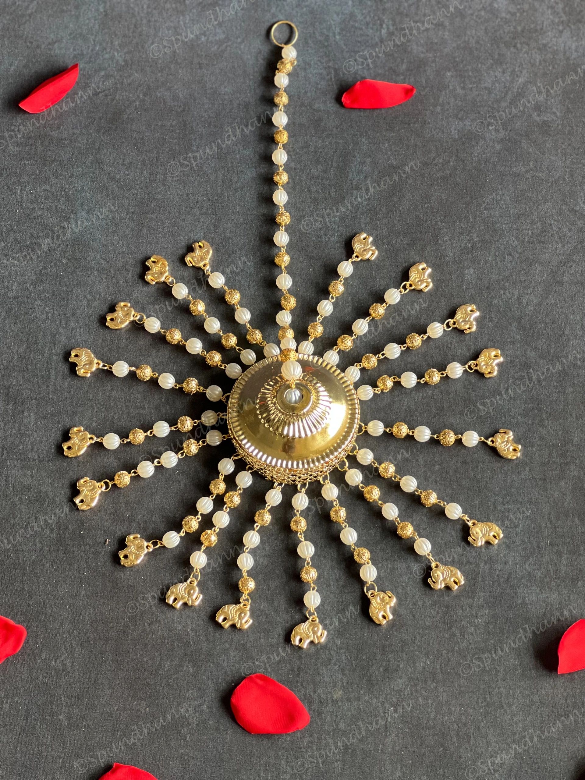 Gold & White Beads Jhumki Dangler