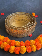 Metal Golden Cutwork Round Baskets