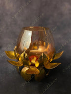 Big Lotus with Glass Tea Light Candle Holder