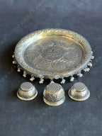 German Silver Puja Plate/Platter Set