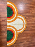 Semi Circle White & Orange Rangoli Floor Mat