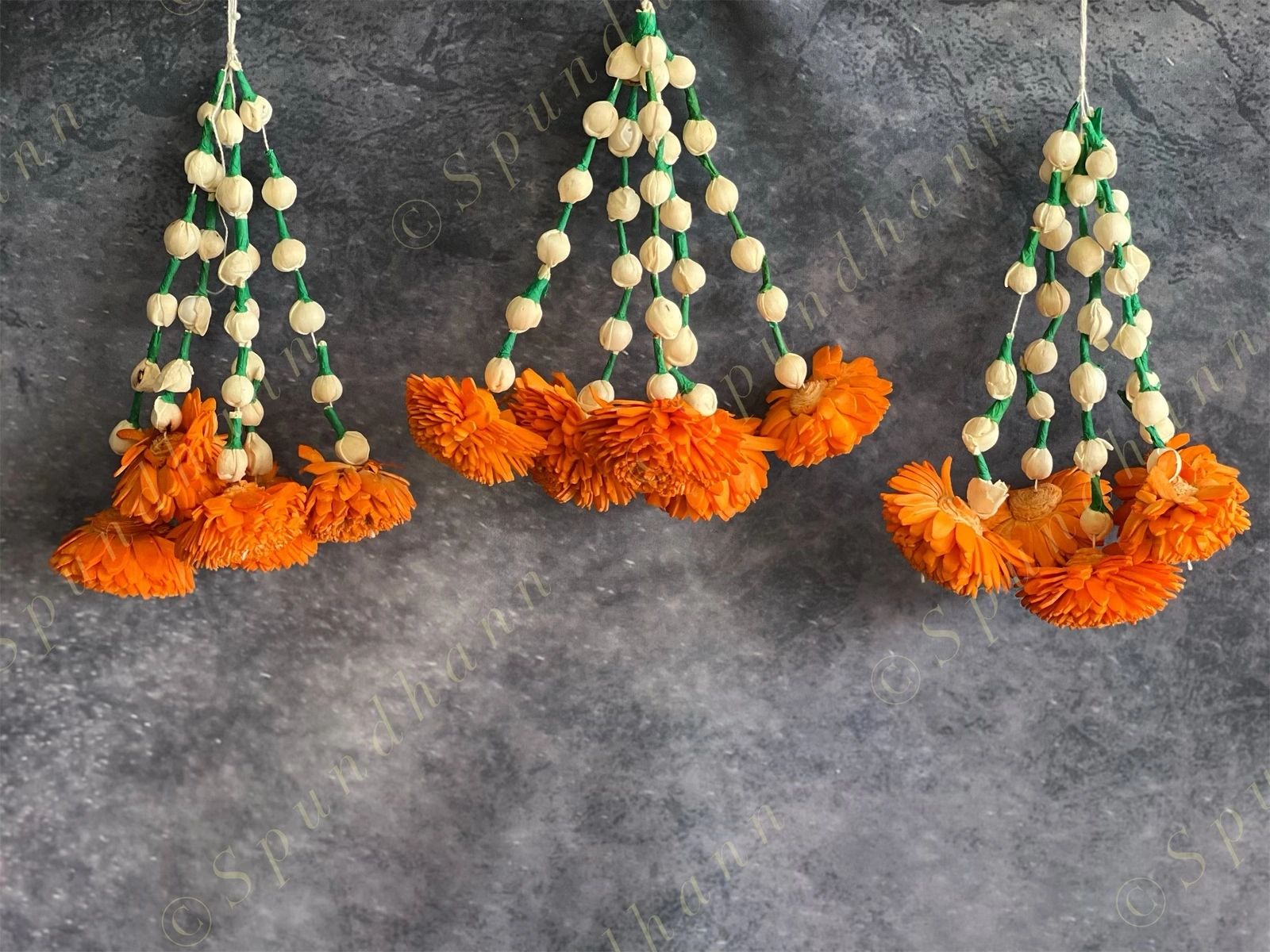 Shola Wood Orange Floral Lightweight Dangler Eco Friendly