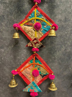 Bell and Pom pom Kites Wall Hanging Decor Set of 2