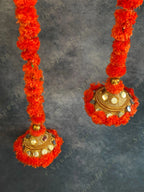 Marigold, Gota, Jute & Mirror Work Dangler Set of 2