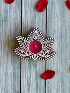 Lotus Shaped Wooden Block Tea Light Holder