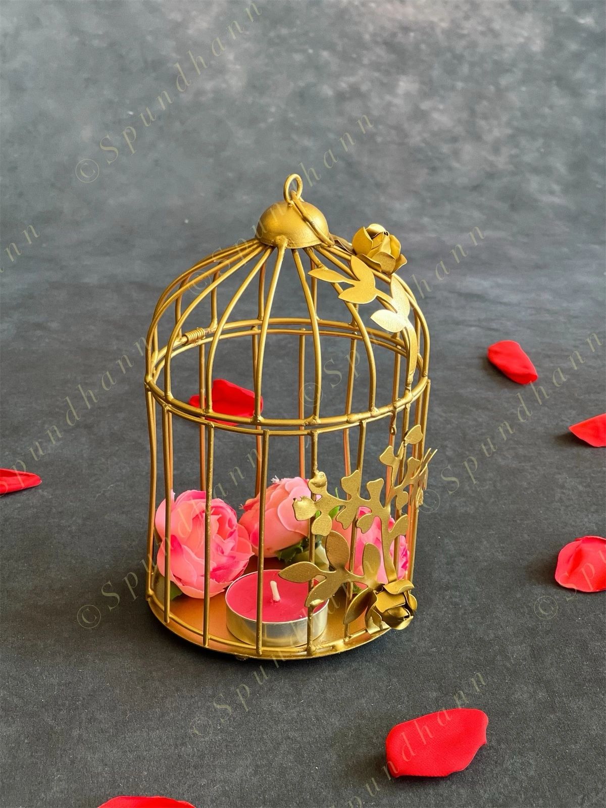 Cute Cage Tea Light Candle Holder in Gold