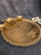 Large Decorative Gold Floral Platter