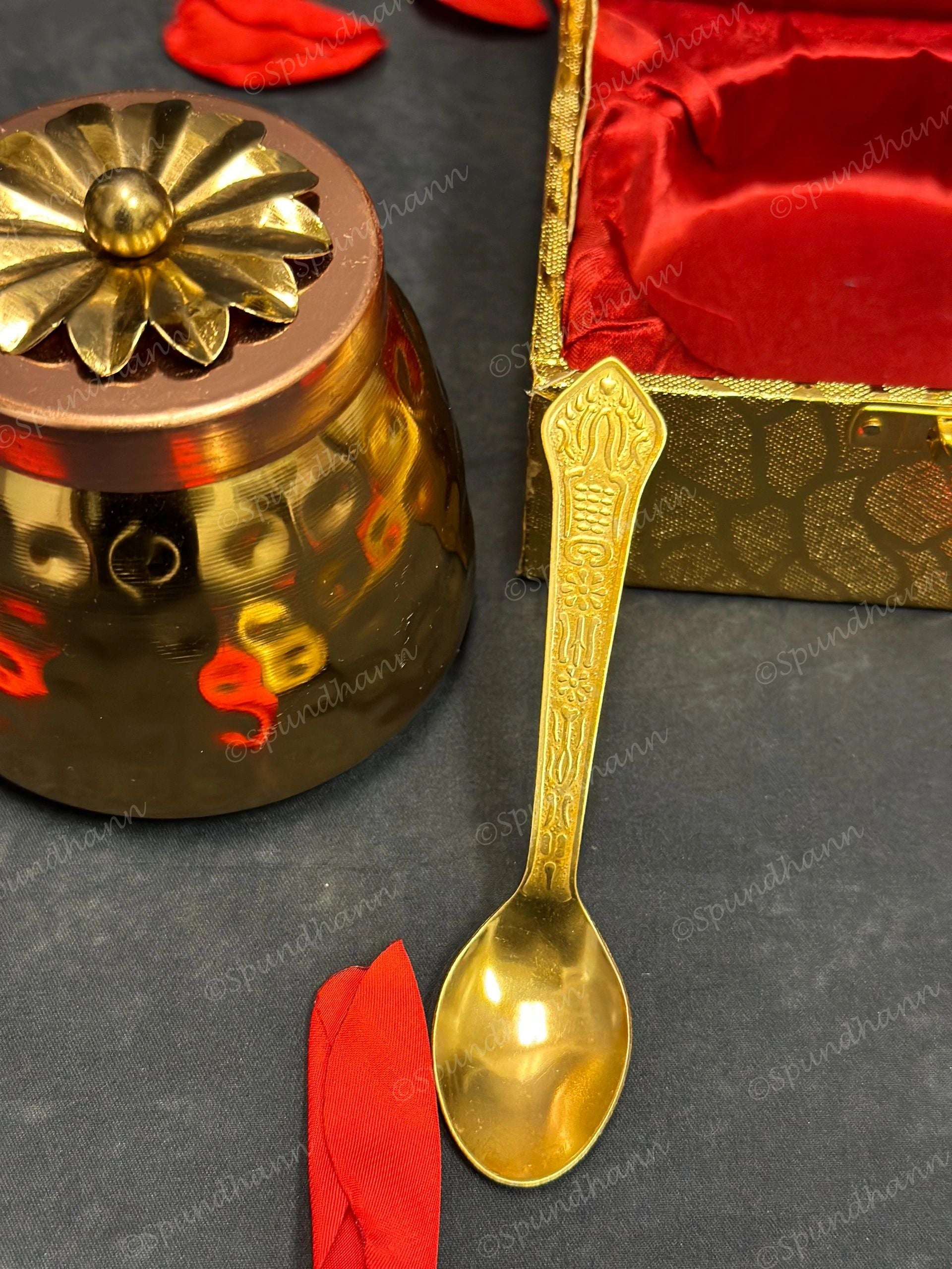 Hammered Small Canister with Decorative Box & Spoon