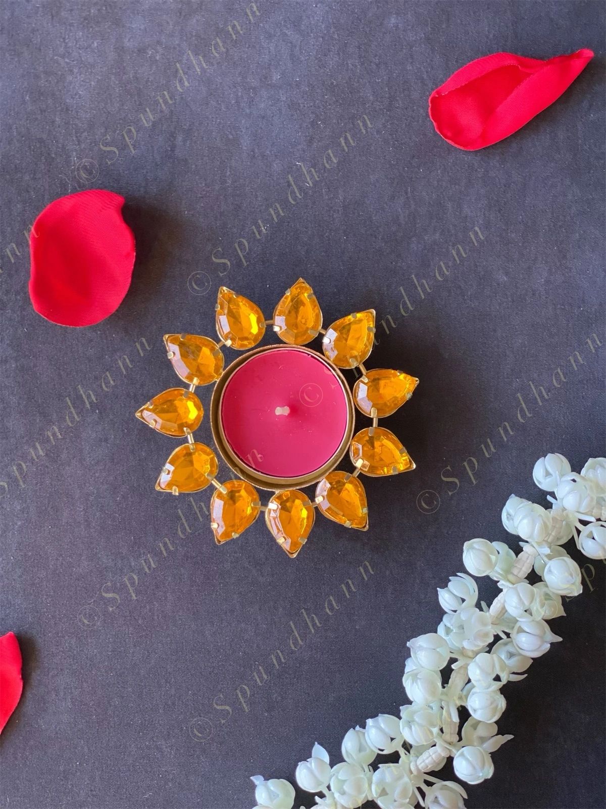 Gemstone Studded Tea Light Holder