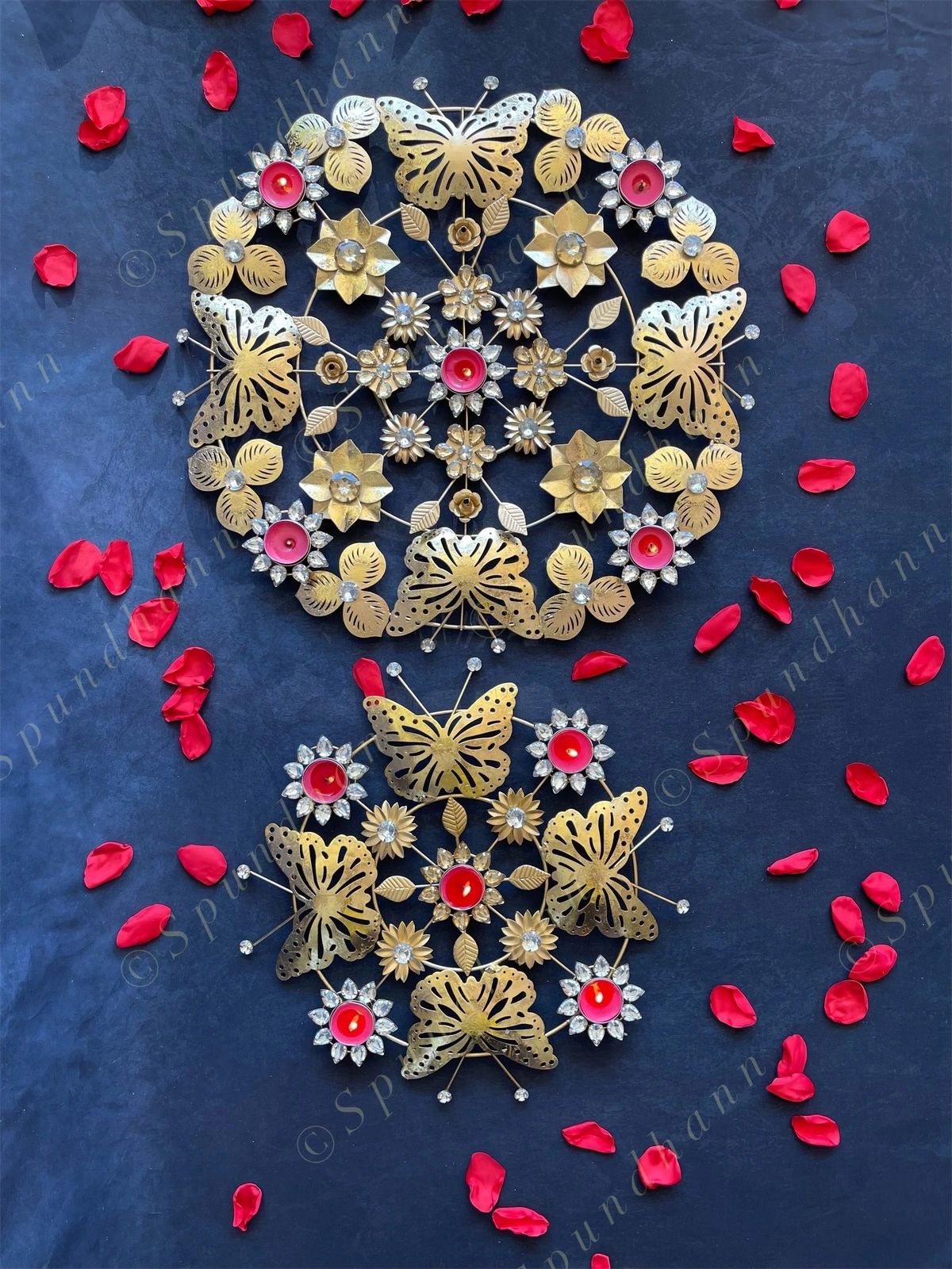 Decorative Studded Butterfly Rangoli Tea Light Holder