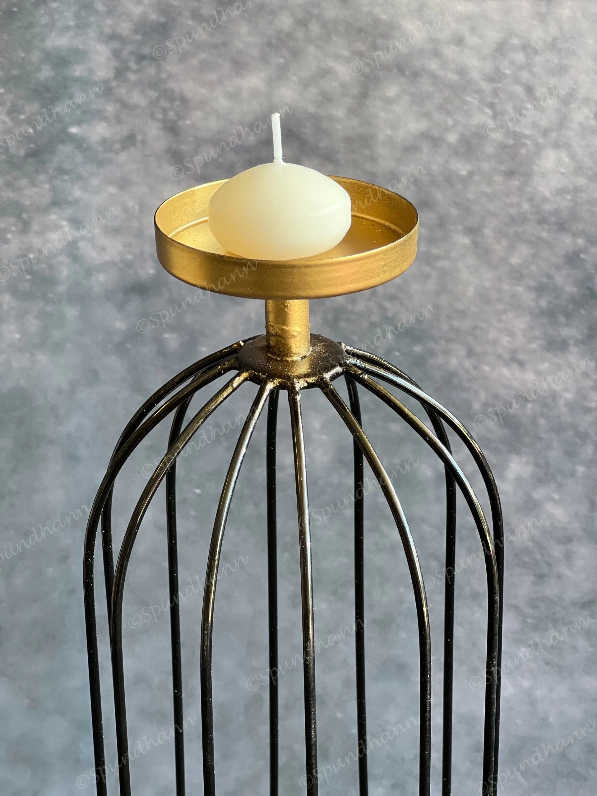 Tall Black Wired Candle Holder Stand with Marble Base