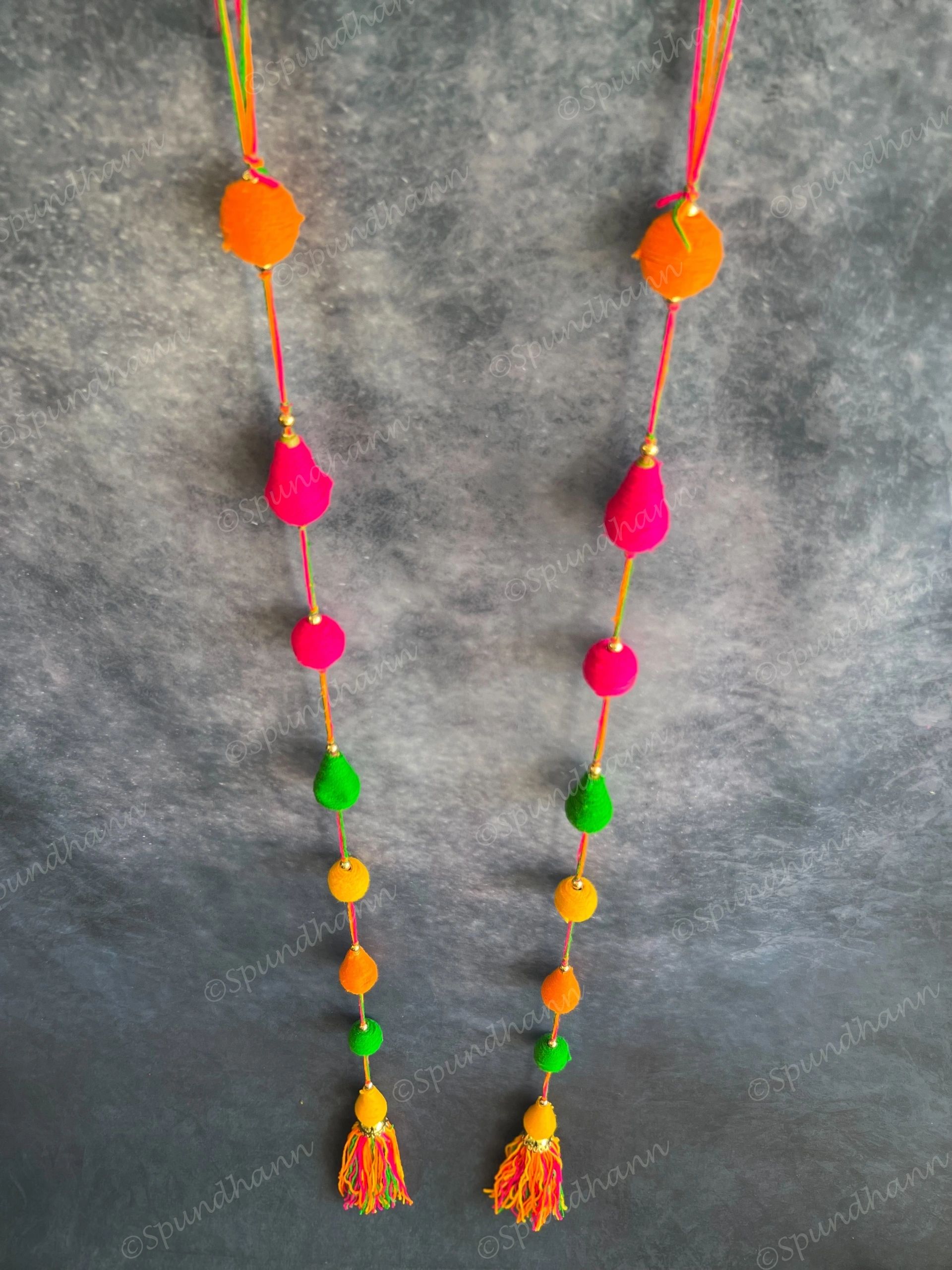 Multicolored Wool Thread Long Hanging Decor Strings Set of 2