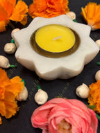 8 Pointed Petals Marble Flower Shape Diya