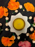 8 Pointed Petals Marble Flower Shape Diya