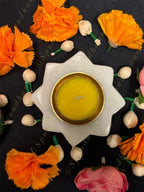 8 Pointed Petals Marble Flower Shape Diya