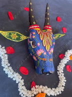 Rustic Nandi Cow Mask Wall Hanging Decor