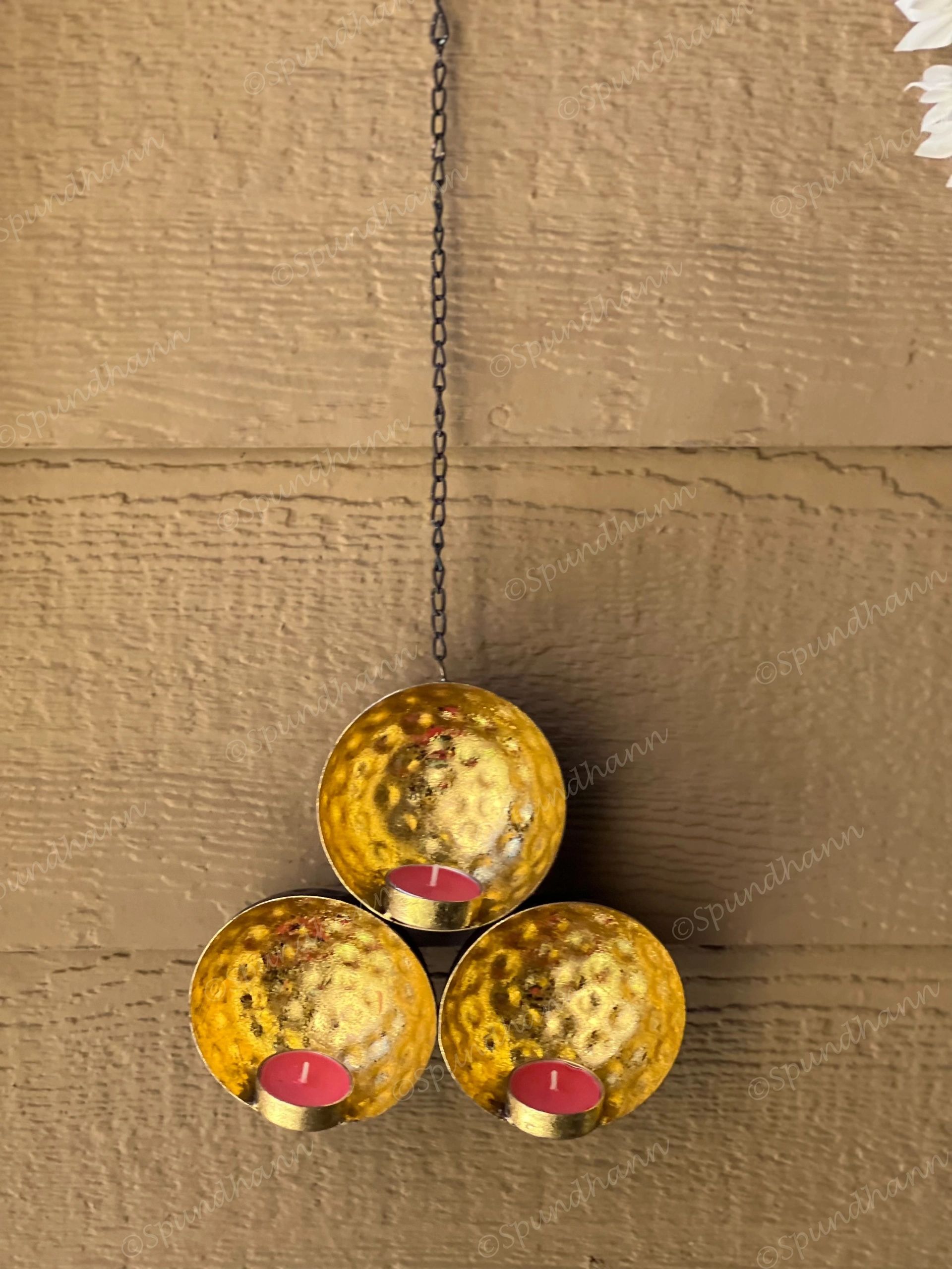 Hammered Hanging 3 Sconce Tea Light Holder