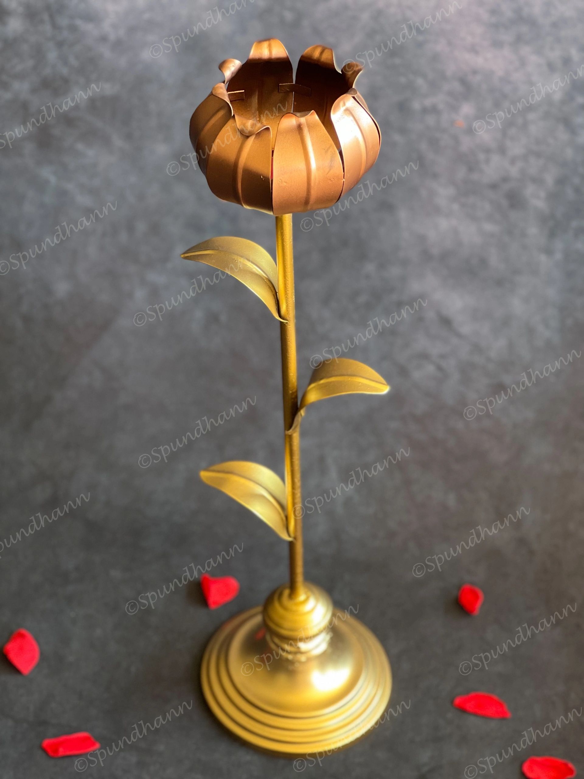 Dazzling Bronze Floral Standing Tea Light Holder