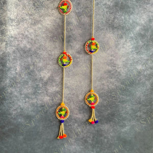 Parrot & Beads Tassel Dangler Set of 2