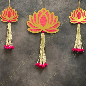 Large Lotus with Rajnigandha and pom pom Dangler