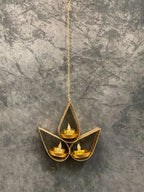 Diya Shape Triple Drop Hanging Tea Light Holder