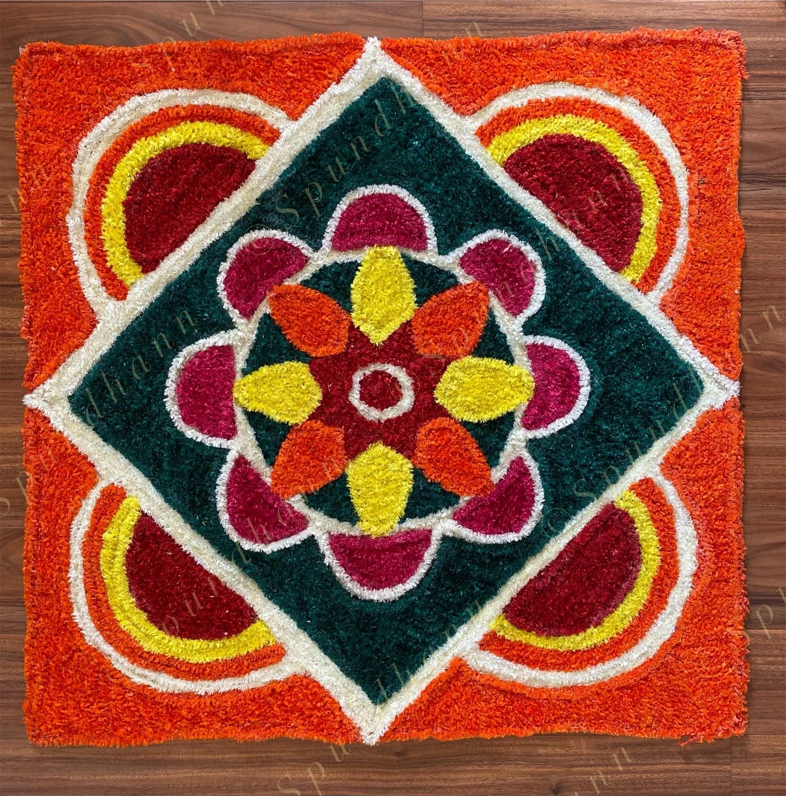 Square Floral Rangoli Mat