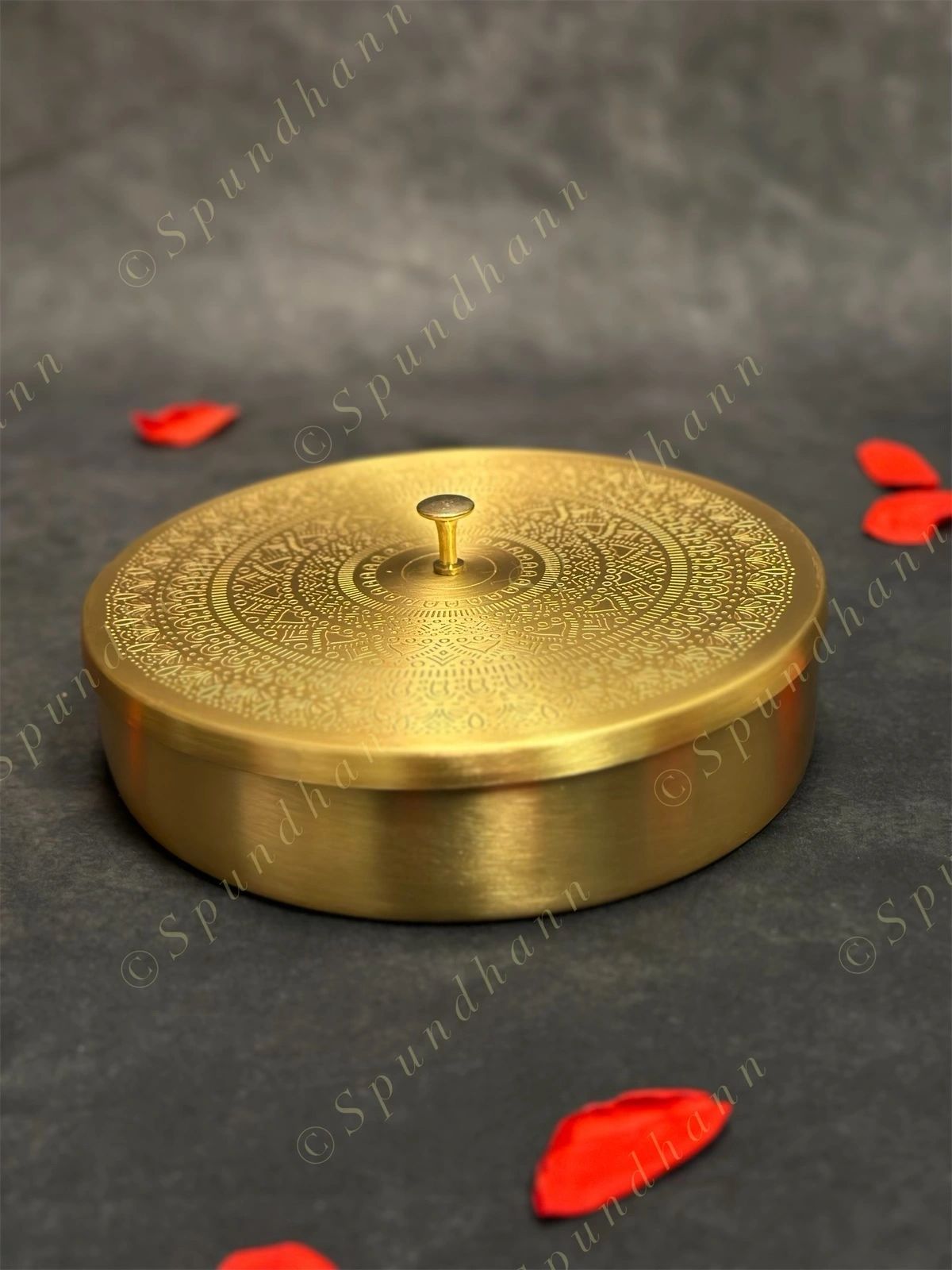 Pure Brass Minakari (Spice) Masala box with 7 Containers