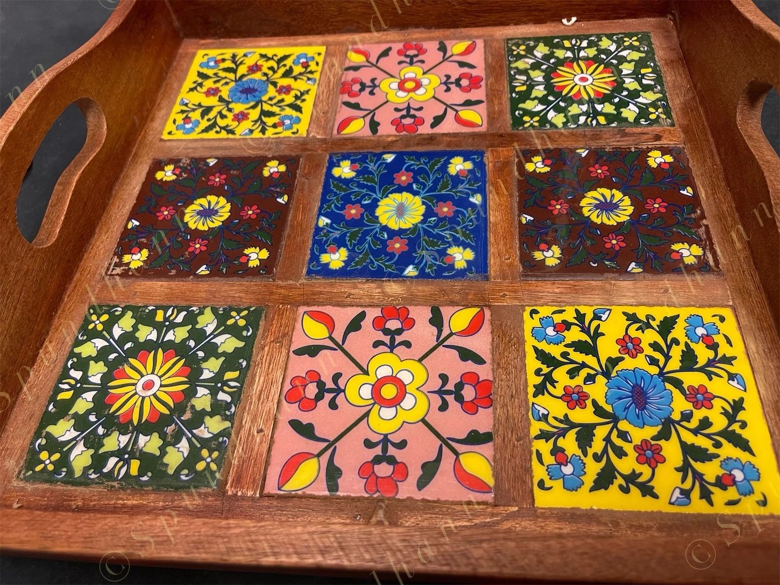 Ceramic Styled Wooden PARTY SERVING TRAY