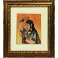Traditional Madhubani Framed Painting - Woman Adorning Herself (Small)