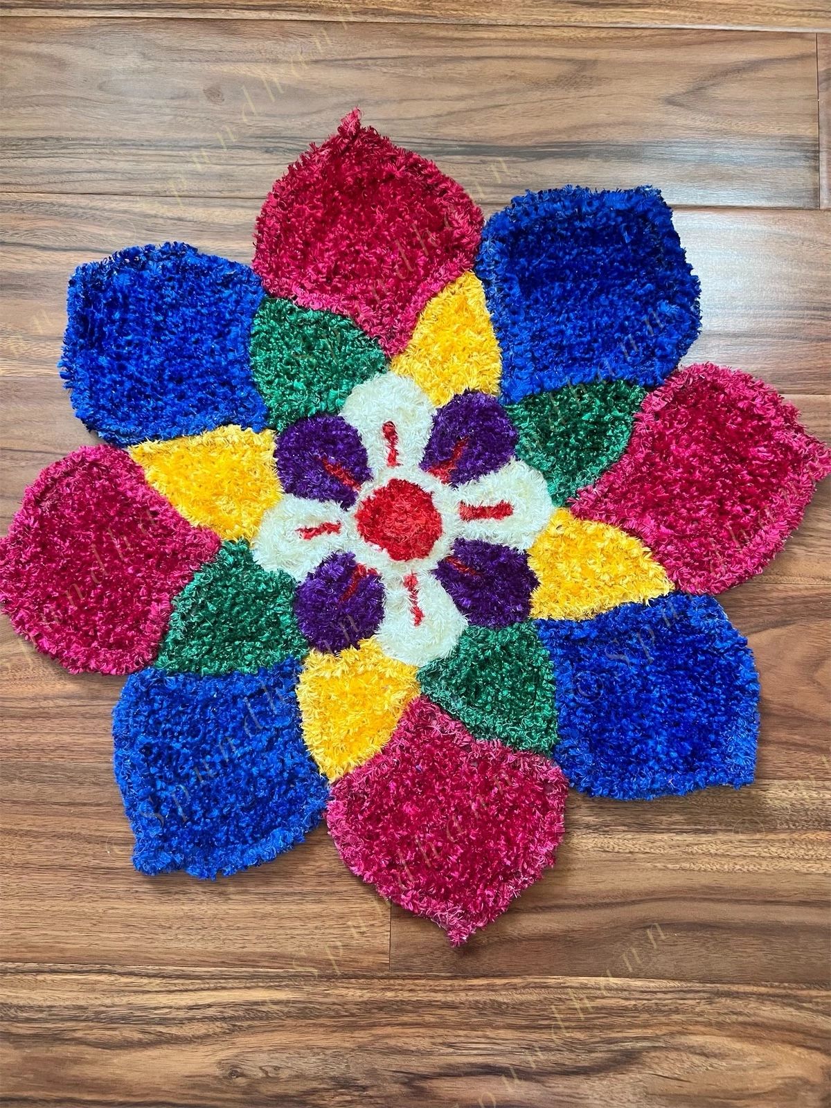 Flower Multicolored Rangoli Floor Mat