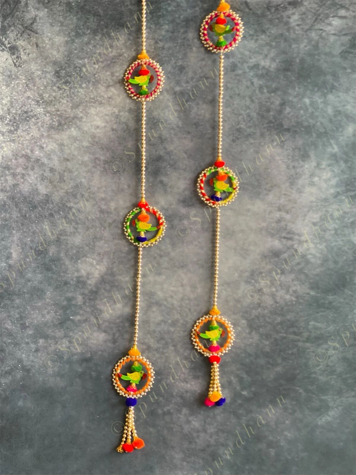 Parrot & Beads Tassel Dangler Set of 2