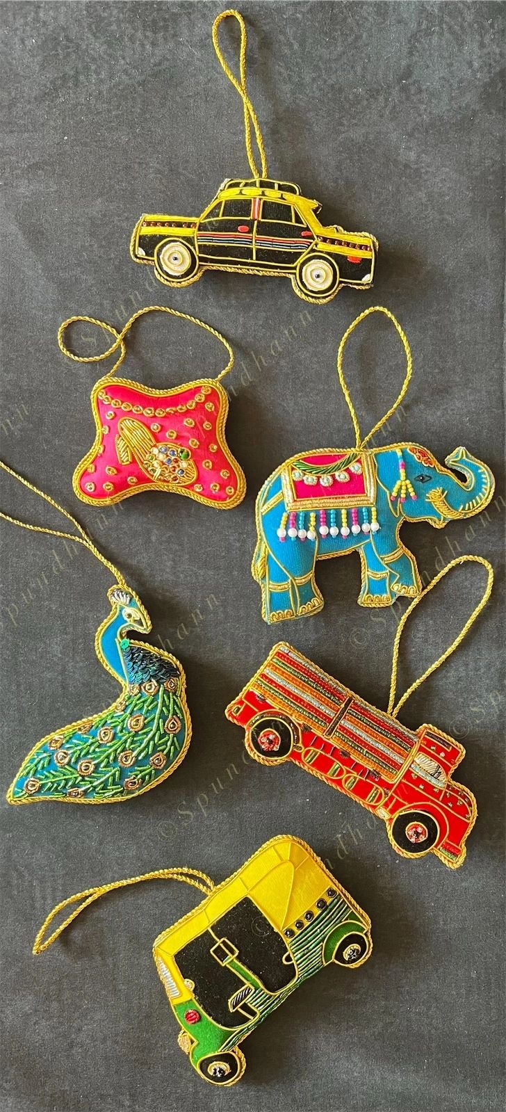 Embroidered Christmas Tree Ornament Set