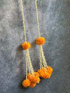 Marigold & Rajnigandha Dangler with Long Tassels - Set Of Two
